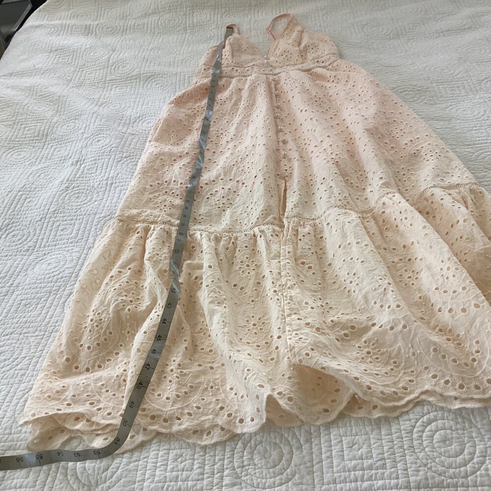 Simplee Eyelet Dress  Blush Pink Y2K Spaghetti Strap Maxi Dress Beachy Romantic - Picture 14 of 15